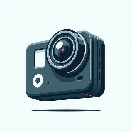 Vector illustration of a digital camera on a light background. Eps 10のイラスト素材