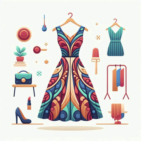 Fashion design elements. Vector illustration of a woman's dress.のイラスト素材