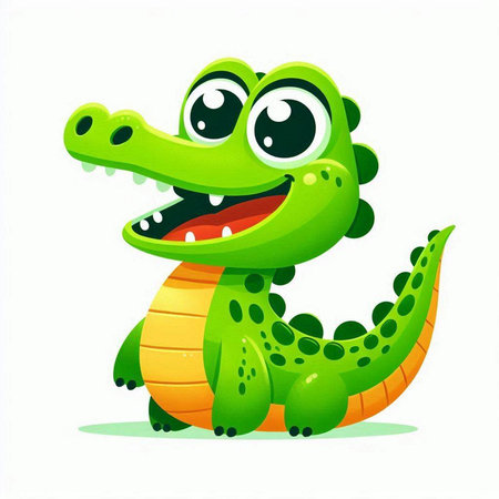 Cute cartoon crocodile. Vector illustration isolated on white background.のイラスト素材