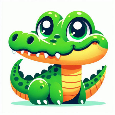 Crocodile vector illustration. Cute cartoon crocodile isolated on white background.のイラスト素材