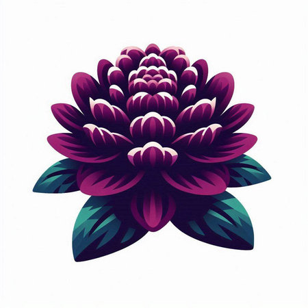 Illustration of a purple dahlia flower on a white backgroundのイラスト素材