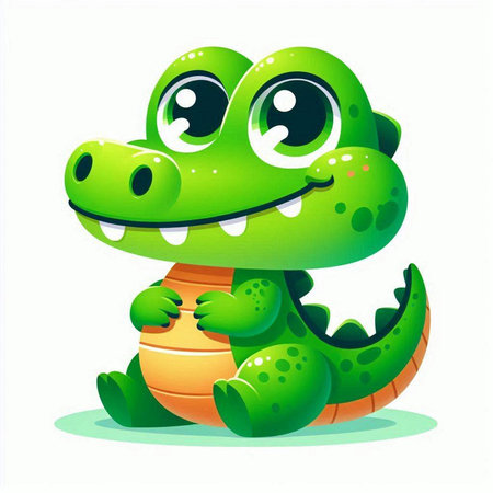Cute crocodile with a ball on a white background. Vector illustration.のイラスト素材
