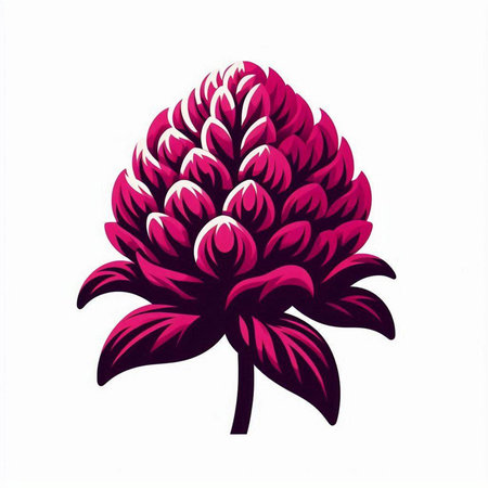 Illustration of a pink clover isolated on a white background.のイラスト素材