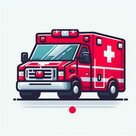 Ambulance car. Emergency vehicle. Vector illustration on white background.のイラスト素材