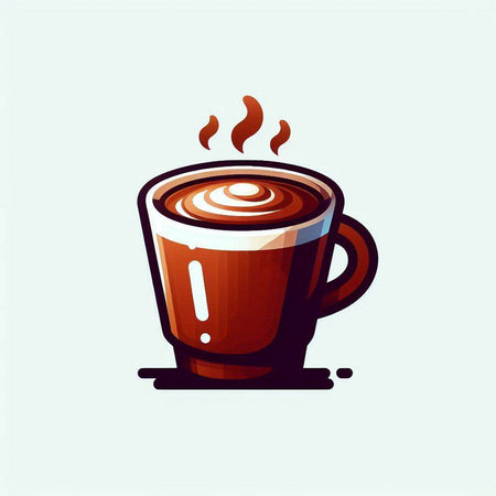 Coffee cup vector illustration. Hot latte or cappuccino drink with steam.のイラスト素材