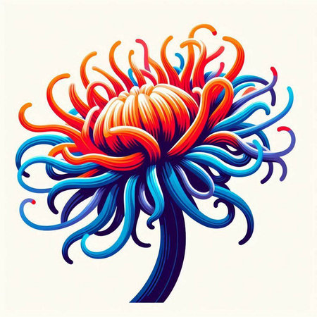 Beautiful flower with blue and red petals. Vector illustration.のイラスト素材