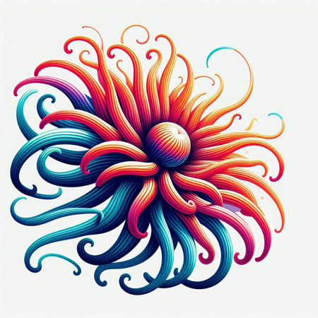 Illustration of abstract colorful background with swirls in the form of a flowerのイラスト素材