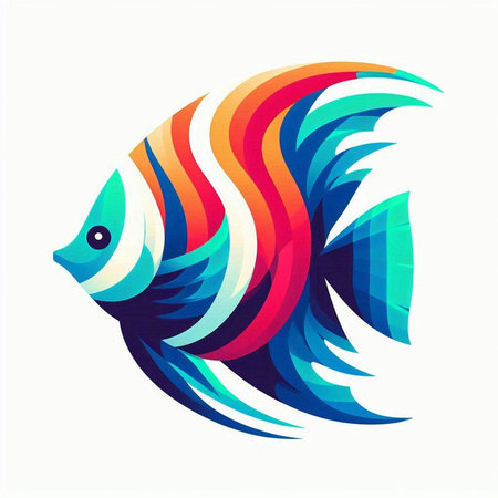 Colorful fish icon. Vector illustration of a fish in a flat style.のイラスト素材