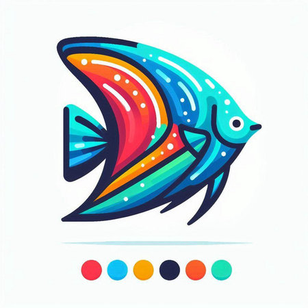 Colorful fish icon. Vector illustration of aquarium fish in flat style.のイラスト素材