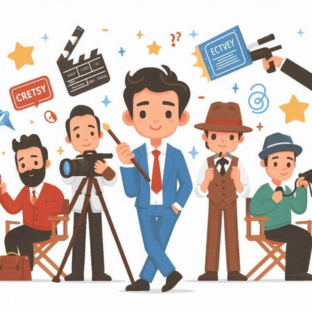 Photographer, cameraman, cameraman, videographer. Vector illustrationのイラスト素材