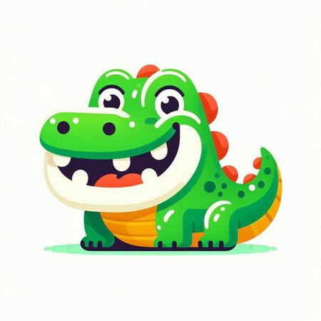 Cute cartoon crocodile. Vector illustration isolated on white background.のイラスト素材
