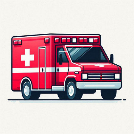 Ambulance car. Emergency vehicle. Vector illustration in flat styleのイラスト素材