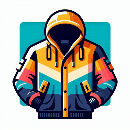 Winter jacket with hood isolated on a white background. Vector illustration.のイラスト素材
