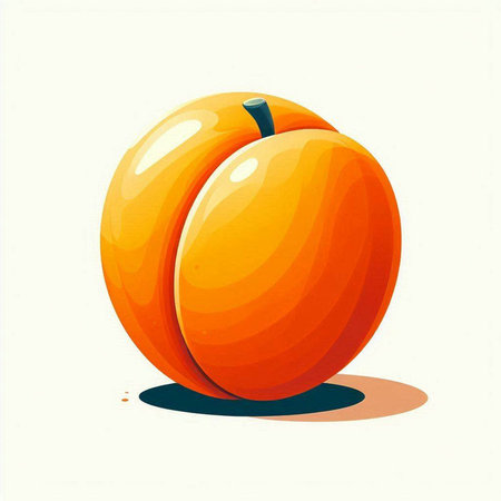 Ripe juicy apricot on a white background. Vector illustrationのイラスト素材
