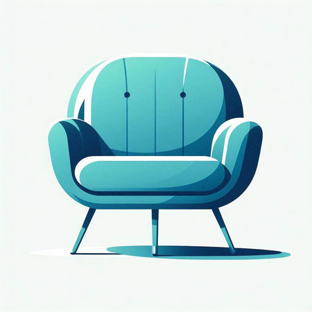 Comfortable soft blue armchair. Vector illustration. Eps 10.のイラスト素材