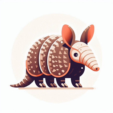 Cute cartoon armadillo isolated on white background. Vector illustration.のイラスト素材