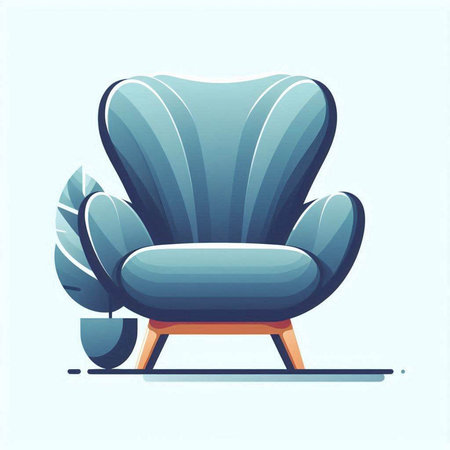 Comfortable armchair. Vector illustration in flat style. Interior design.のイラスト素材