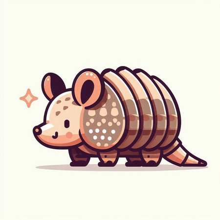 Cute little armadillo in cartoon style. Vector illustration.のイラスト素材