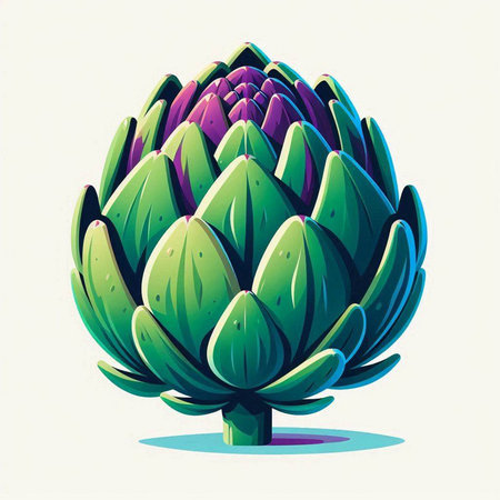 Artichoke. Vector illustration of a green artichoke.のイラスト素材