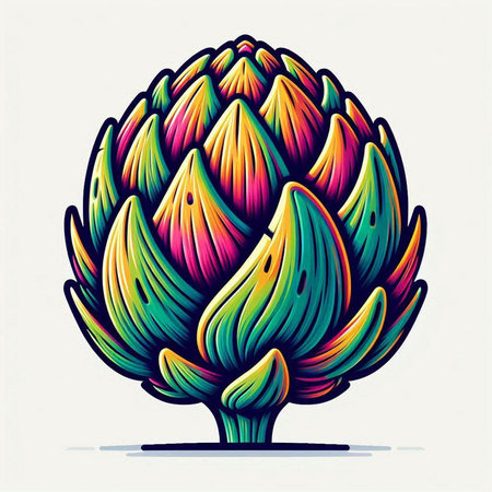 Artichoke hand drawn vector illustration in cartoon 80s style.のイラスト素材