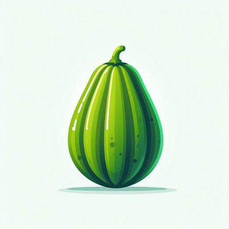 Illustration of a green cartoon watermelon on a white background.のイラスト素材