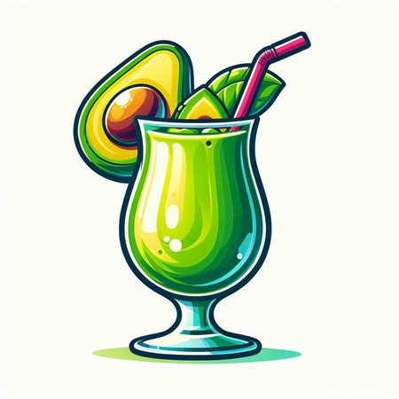 Cocktail in a glass with a straw, vector illustration.のイラスト素材