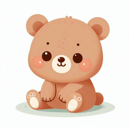 Cute teddy bear sitting on the floor. Vector illustration.のイラスト素材