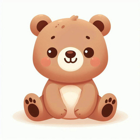 Cute brown bear isolated on a white background. Vector illustration.のイラスト素材
