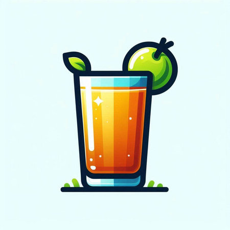 Cocktail icon. Vector illustration of a glass with orange juice.のイラスト素材