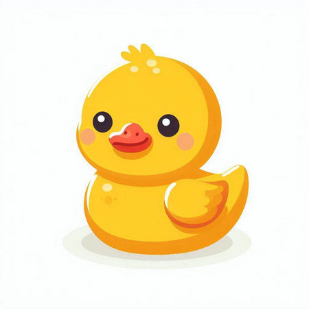 Cute yellow rubber duck isolated on white background. Vector illustration.のイラスト素材