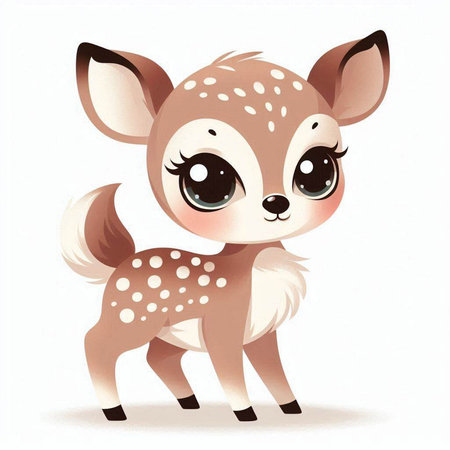 Cute baby deer. Cartoon style. Vector illustration isolated on white background.のイラスト素材