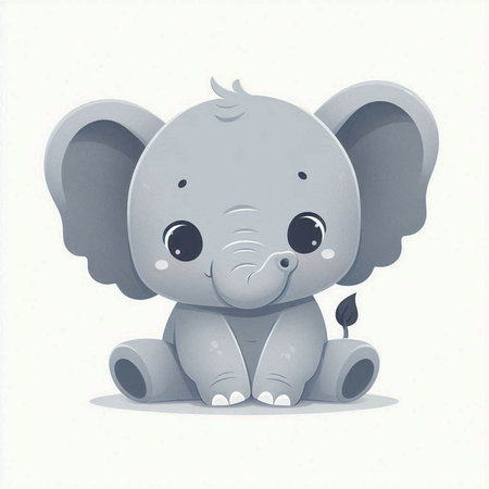 Cute cartoon elephant on a white background. Vector illustration for children.のイラスト素材