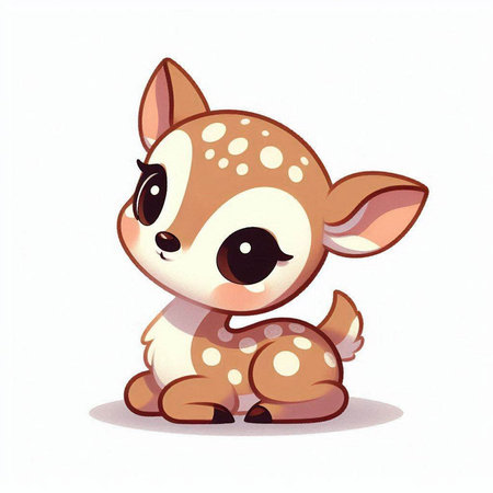 cute little baby deer on white background - illustration for children.のイラスト素材