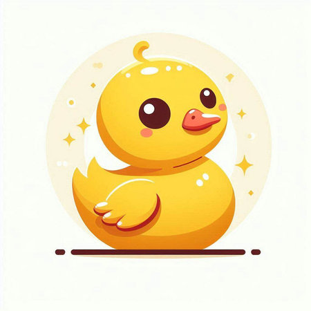 Cute yellow rubber duck on a white background. Vector illustration.のイラスト素材