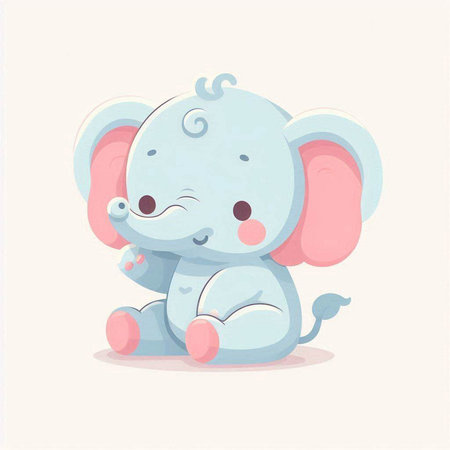 Cute cartoon elephant. Vector illustration of a cute little elephant.のイラスト素材