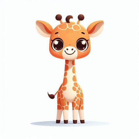 Cute cartoon baby giraffe isolated on white background. Vector illustration.のイラスト素材