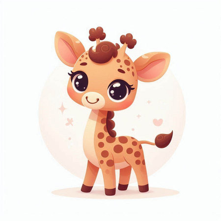 Cute cartoon giraffe. Vector illustration of a cute animal.のイラスト素材
