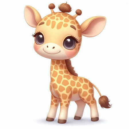 Cute giraffe isolated on white background. Cartoon vector illustration.のイラスト素材