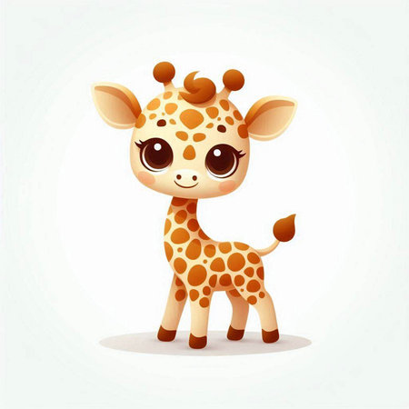 Cute cartoon giraffe. Vector illustration isolated on white background.のイラスト素材