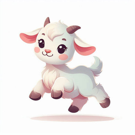 Cute cartoon goat. Vector illustration isolated on a white background.のイラスト素材