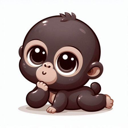 Cute cartoon baby monkey isolated on white background. Vector illustration.のイラスト素材