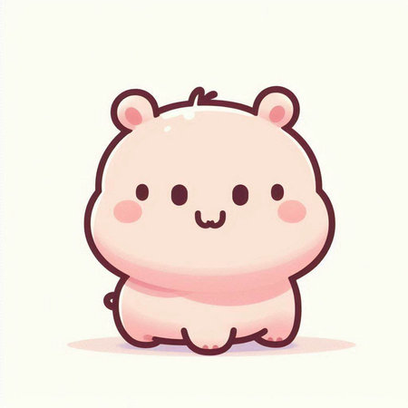 Cute hippopotamus cartoon character. Vector illustration on white background.のイラスト素材