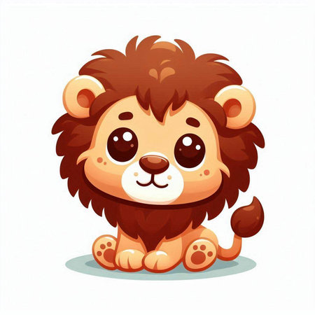 Cute cartoon lion. Vector illustration isolated on a white background.のイラスト素材