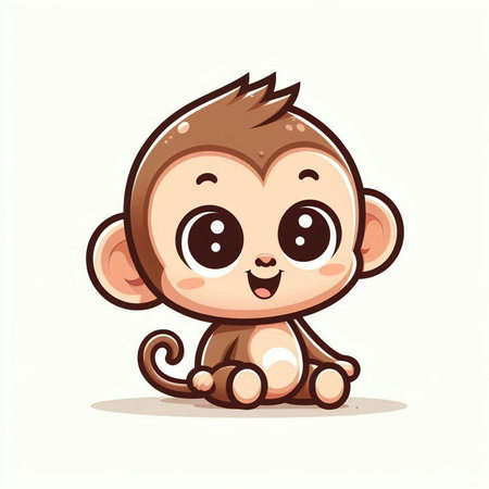Cute little monkey isolated on white background. Vector cartoon illustration.のイラスト素材