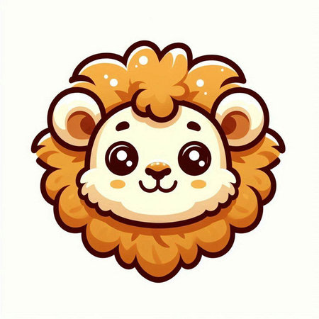 Cute cartoon lion. Vector illustration isolated on a white background.のイラスト素材
