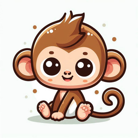 Cute cartoon monkey on white background. Vector illustration for your designのイラスト素材