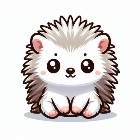 Cute little hedgehog on a white background. Vector illustration.のイラスト素材