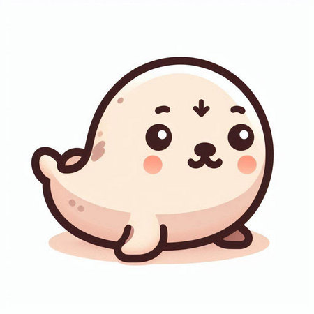 Cute cartoon seal. Vector illustration isolated on a white background.のイラスト素材