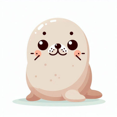 Cute seal on white background. Vector illustration in cartoon style.のイラスト素材