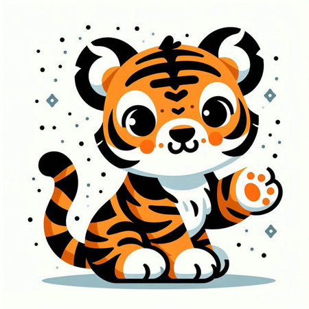 Cute tiger. Vector illustration of a cute tiger. Cartoon character.のイラスト素材